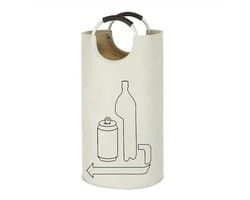 Grote wasmand van 90 liter - Vrijstaande, hoge wasmand - Opvouwbare waszak - Beige