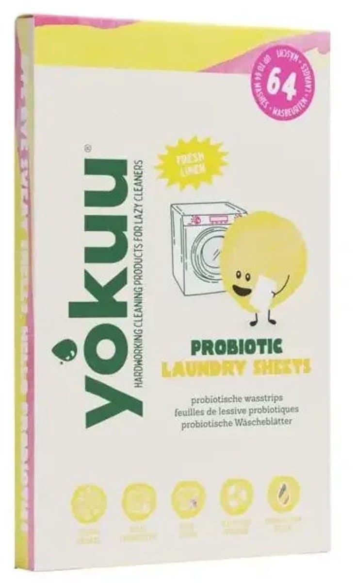 YOKUU Probiotische Wasstrips - 64 Wasbeurten - Wasdraad Frisse Geur - Reis Wasmiddel - Ultra Geconcentreerd en Voorgedoseerd - Ecologisch Wasproduct — afbeelding 1