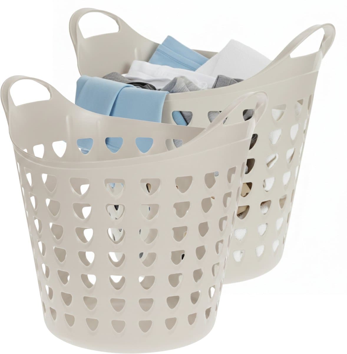 Excellent Houseware Flexibele wasmand - 2x - beige - 26 liter - kunststof - 40 x 41 cm — afbeelding 1