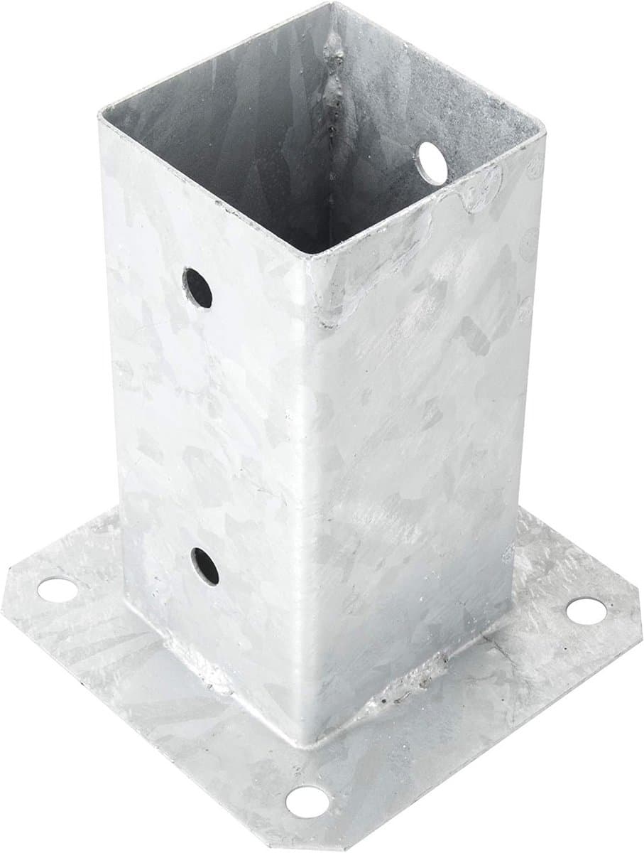 Vierkante Ankerbeugel voor Palen - 80 x 80mm, Gegalvaniseerd Staal, Roestvrij - Ideaal voor Concreet, Hekken, Overkappingen en Schuren - 1 Stuk — afbeelding 1