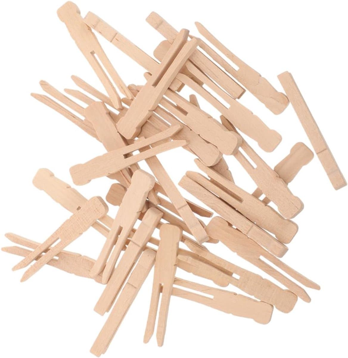 Houten Wasknijpers - Kledingklemmen - Kleding Drogen - Beschermend Rond Ontwerp - 6.5cm Lengte - Lichtbruin — afbeelding 1