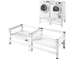 VEVOR Wasmachineonderstel 355 mm Hoog, Wasmachineverhoger met Uitschuifbaar Schap, Draagvermogen van 318 Kg, Antislipvoetjes, Wasdrogeronderstel, Sokkel, Universeel Compatibel, Wit, 2-Pack