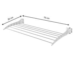 LUNOR Roma - Wasrek - Opklapbaar Wanddroogrek - 70x35 cm - Wit - RVS — afbeelding 1
