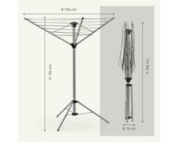 Droogmolen met Voet voor Camping & Thuis - Wasrek Staand - Droogrek Inklapbaar - Aluminium