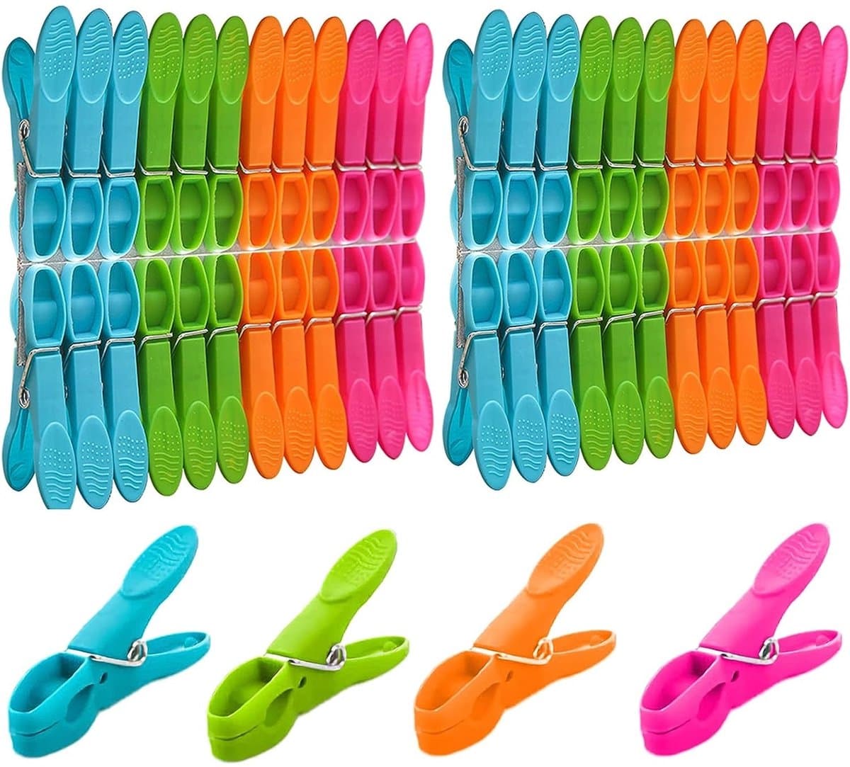 longziming -48-delige Wasclips Set – Duurzaam PP & RVS – Sterke Klemmen voor Kleding, Sokken & Ondergoed – Multicolor, Herbruikbaar & Multifunctioneel — afbeelding 1