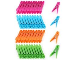 GELLDG 60 wasknijpers - 4 kleuren - Kunststof - Met stevige buitenveer - Antislip design - Geschikt voor waslijnen en kledingrekken