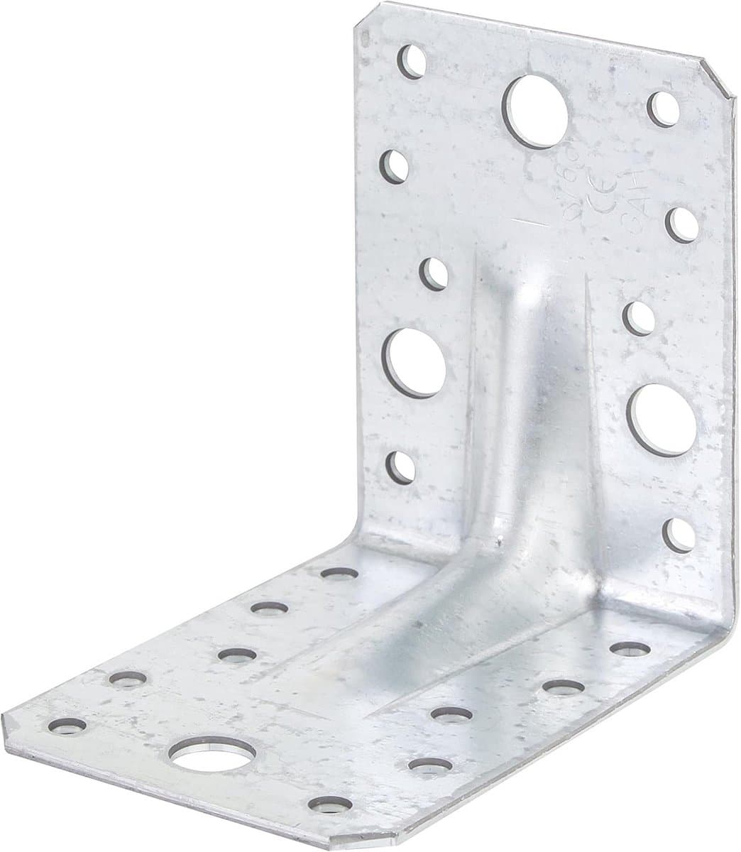 Hoekankers Extra Sterk met Rib | Verzinkte Staal | 90 x 90 x 65 mm | Set van 12 — afbeelding 1