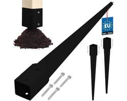 Kotarbau Zwart Stalen Grondanker Set - 51x51x600mm - Voor Pergola en Tuinhuis