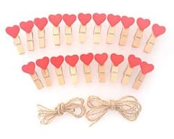 Mini Houten Wasknijpers en Jute Koord - 20 Stuks