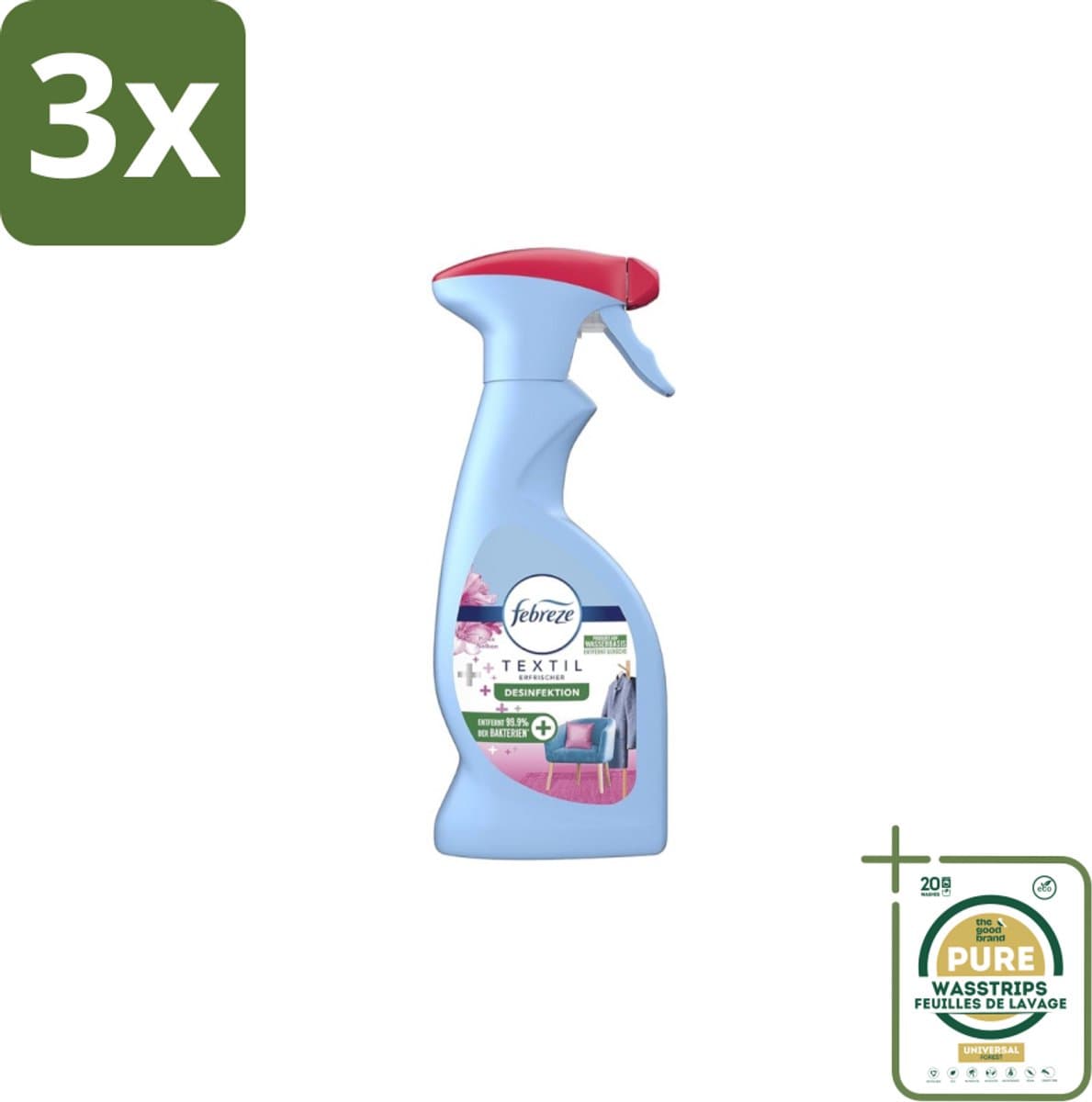 3 x Febreze – Textielspray – Roze Anjers – 375 ml - Grootverpakking - Koffiezetapparaat - Koffiezetapparaat - Koffiezetapparaat — afbeelding 1