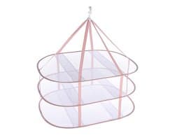 QTTVBTNA - Droogmand - 3-Laags Mesh Droognet - Leg plat om te drogen - Voorkomt vervorming van kleding - Hangende droogrek - Opvouwbaar - Roze - 78x61cm - 1 stuk