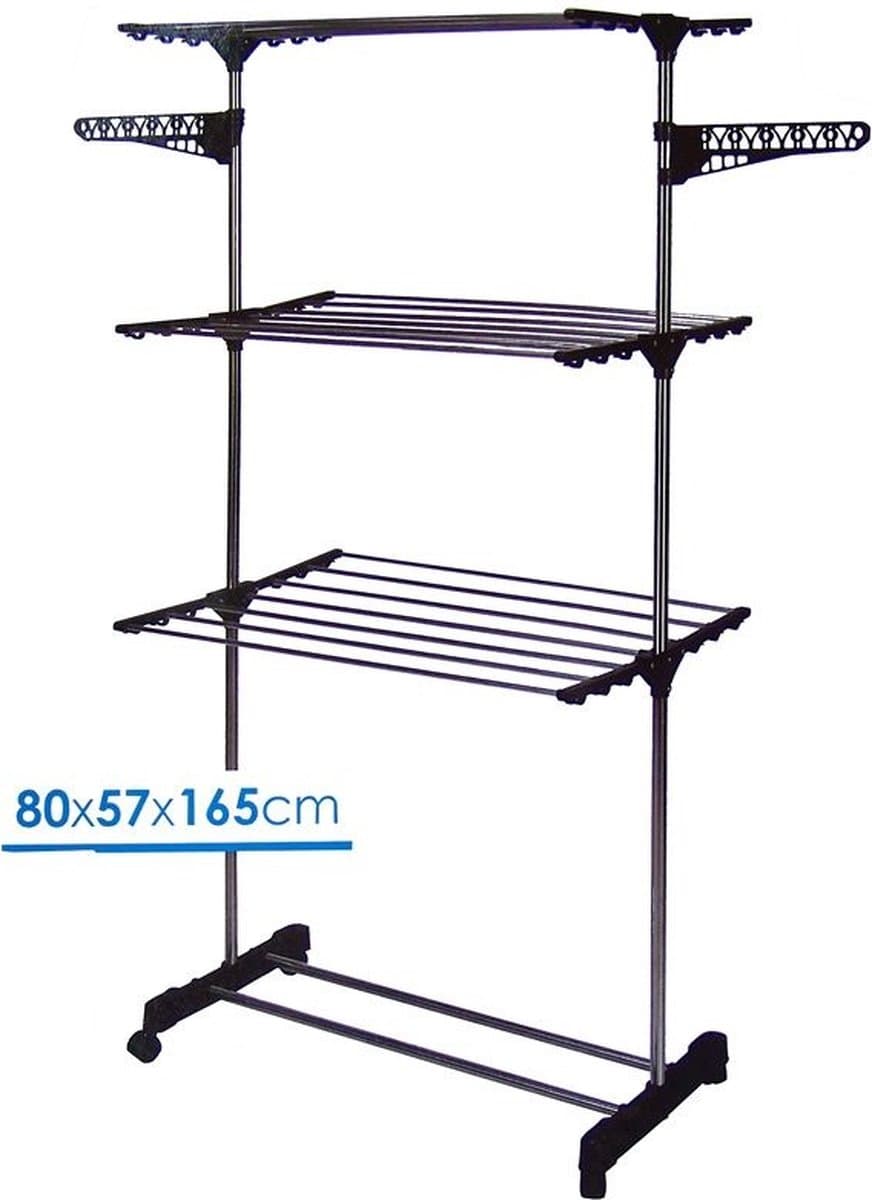 Bathroom Solutions Wasrek-droogrek - zwart-wit - 80 x 57 x 165 cm — afbeelding 1