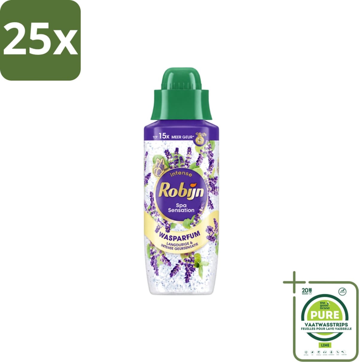 25 x Robijn – Wasparfum – Intense Spa Sensation – 342 ml - Grootverpakking - Vaatwasstrips - Wasparfum - Geur - Wasmiddel - Spa Geur - Natuurlijke Geur — afbeelding 1