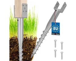 KOTARBAU® Paalhouder - Inschroefbare Paalhouder - Paalvoet 90 x 710 mm Gegalvaniseerde Paalhouder - Paalsteun - Schroeffundering - Inschroefbare Paalhuls voor Schuttingpalen en Houten Balken - Zilver