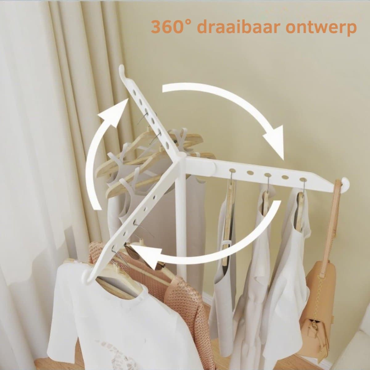 Droogmolen met Voet voor Camping & Thuis - Wasrek Staand - Wit — afbeelding 1