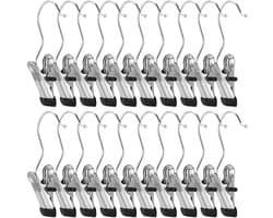 Wasknijpers 26 Stuks - Roestvrij Stalen Klemmen - Antislip Kleerhanger Clips - 360° Draaibare Haak - Duurzaam en Lichtgewicht