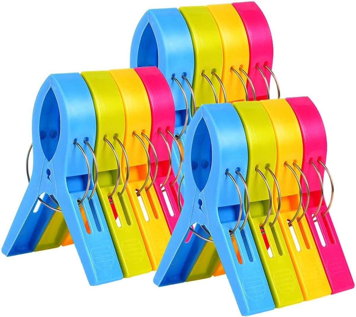 Wasknijpers, 12 Stuks Handdoekklemmen, Plastic Strandhanddoekclips, voor Zwembad Stoelen Wasserij, Houd uw Handdoek Tegen Blazen Weg — afbeelding 1
