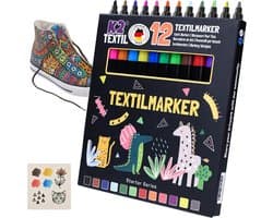 12 textielstiften, wasmachinebestendig, textielmarker om te beschilderen, textielverf voor textiel en schoenen, stofmarkers, geschikt voor kinderen (12)