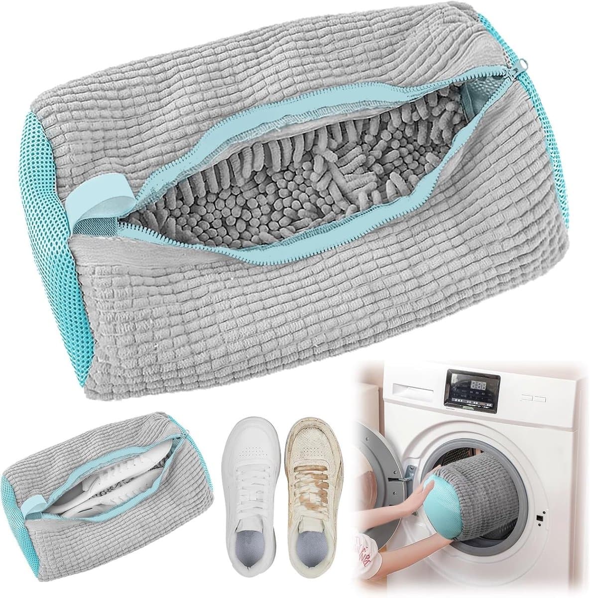 Multifunctionele Waszak voor Schoenen - Herbruikbare Bescherming voor Alle Schoenen en Wasmachine (Grijs) — afbeelding 1