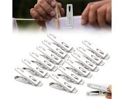 Wasknijpers – Wasknijpers – 100 stuks – Stevig en duurzaam – geschikt voor het ophangen van kleding en dekens – Windbestendig – Roestvrij staal – 1,0 mm platte clip zonder spijker