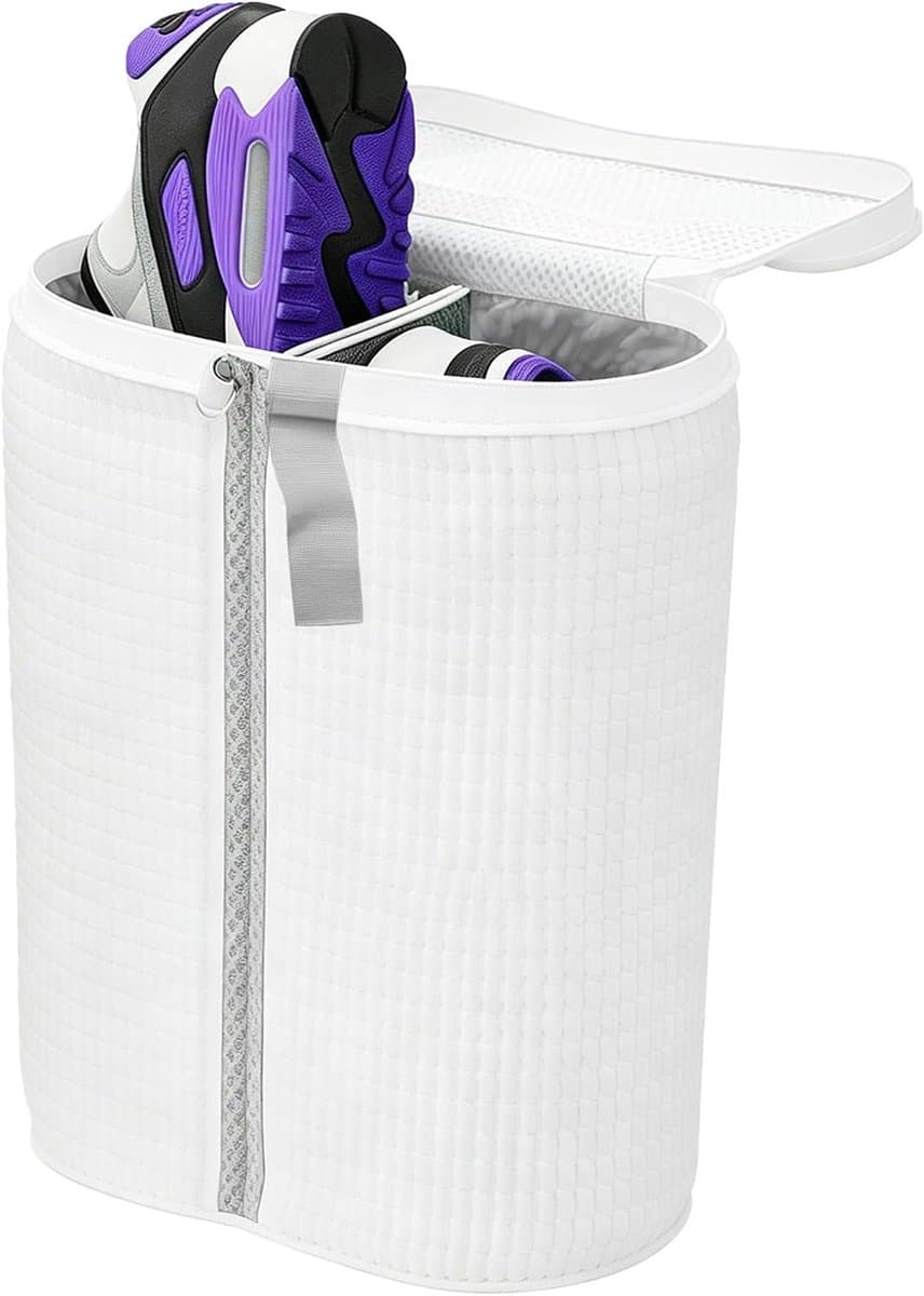 wasmachine, herbruikbare waszak met ritssluiting, 360° reiniging, anti-vervorming, waterdoorlatend, voor sneakers, gymschoenen, beschermt schoenen en wasmachine (wit) — afbeelding 1