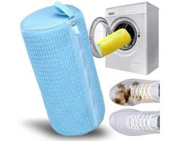 Dailygoods - Waszak voor schoenen – waszak voor schoenen met villosities, schoenentas voor wasmachine met ritssluiting, herbruikbaar, waszakken voor sneakers (blauw/verpakking 1)