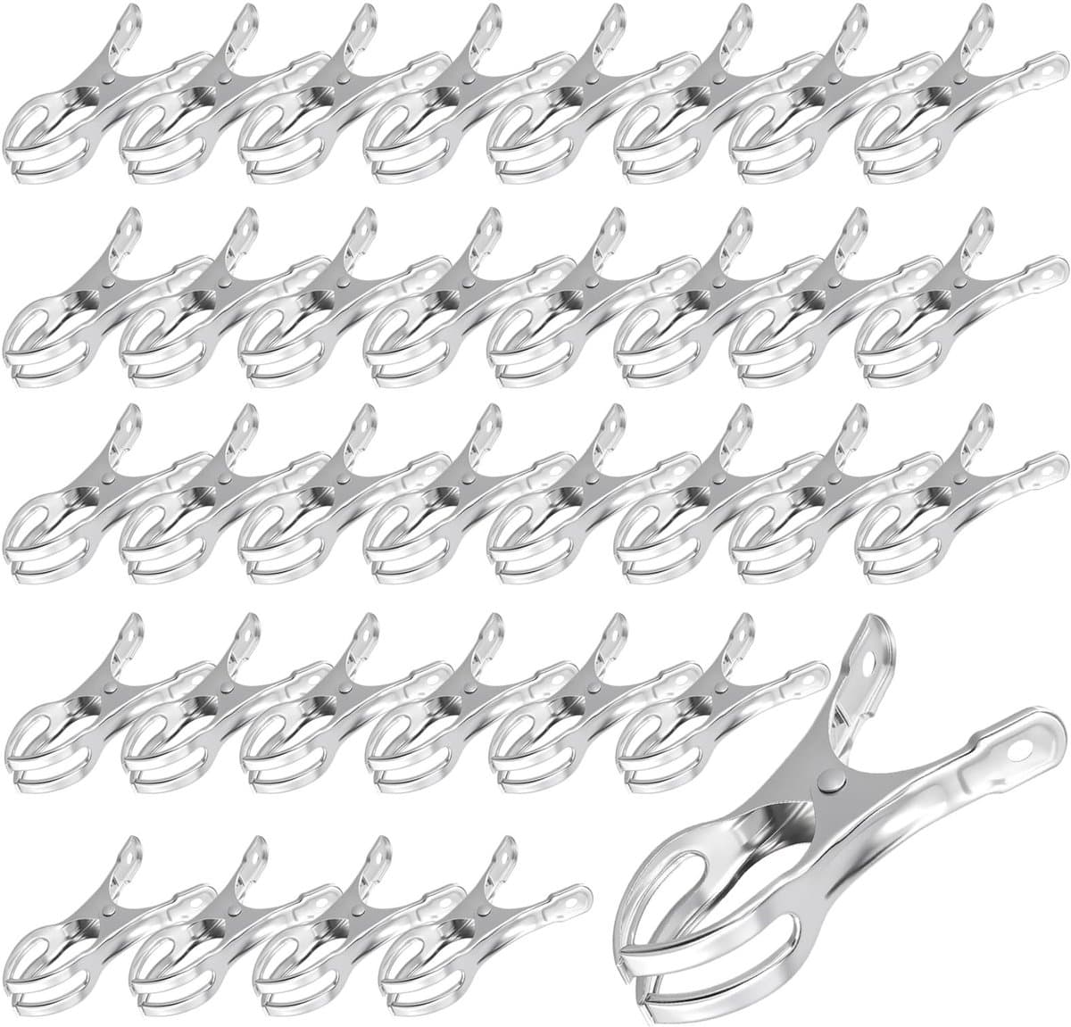 Dailygoods- Handdoekklemmen 50 stuks - Roestvrij Staal - Strandhanddoekclips - Grote Wasknijpers - Duurzaam - Geschikt voor Buitengebruik — afbeelding 1