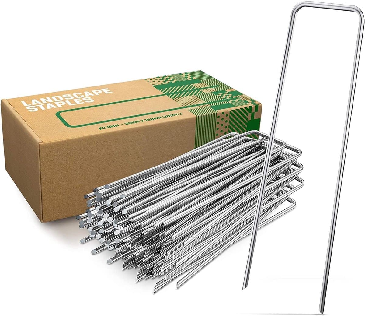 SnelShoppen - Ground Anchors/Pegs Anti-Rust - 100 Stuks - RVS & Gegalvaniseerde Grondankers voor Fixatie - 150mm 25mm Ø2.8mm - Grondpinnen/Grondhaken — afbeelding 1