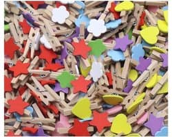 Houten Knijpers Hartjes - Mini Clips - Decoratie Maken - Natuurlijk Hout - 50 Stuks - Blauw