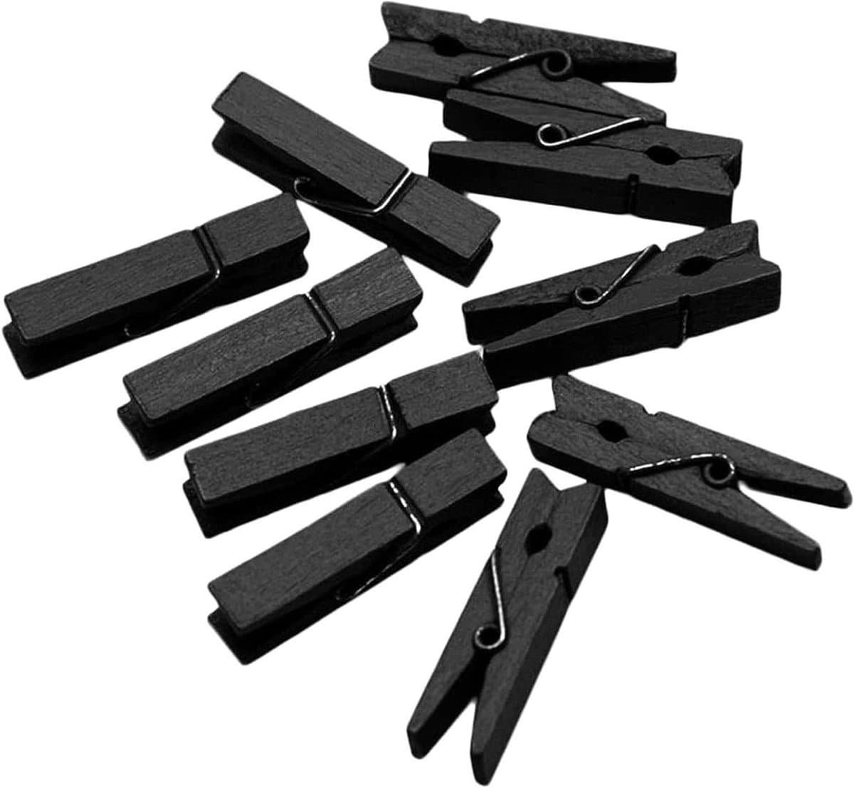 Houten Klemmen - Mini Knijpers - Foto's Ophangen - Decoratieve Clips - 35 cm - Zwart — afbeelding 1