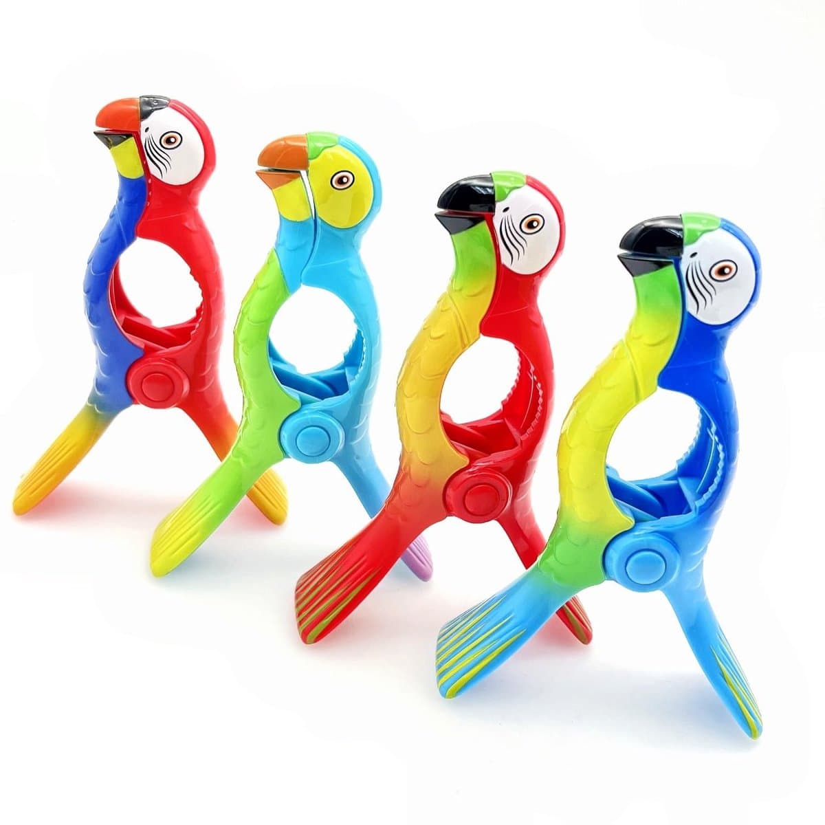 JHUBERS- Strandhanddoek Clips - 4x Papegaaienstijl - Grote Haringen - Voor Ligbedden/Ligstoelen - Max. 6,3 cm Opening - Stevig Kunststof - Handdoekclips — afbeelding 1