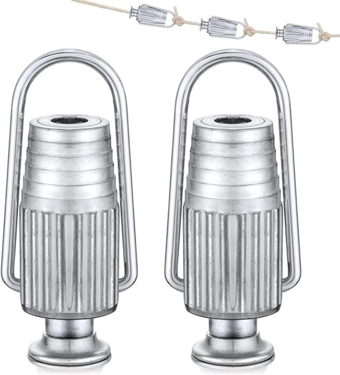 Set van 2 waslijnspanners, metalen waslijnkatrollen, zware aluminium waslijnspanners, geschikt voor katrollen en vaste waslijnen voor huishoudelijk gebruik. — afbeelding 1