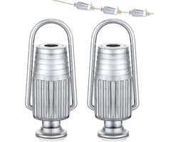 Set van 2 waslijnspanners, metalen waslijnkatrollen, zware aluminium waslijnspanners, geschikt voor katrollen en vaste waslijnen voor huishoudelijk gebruik.