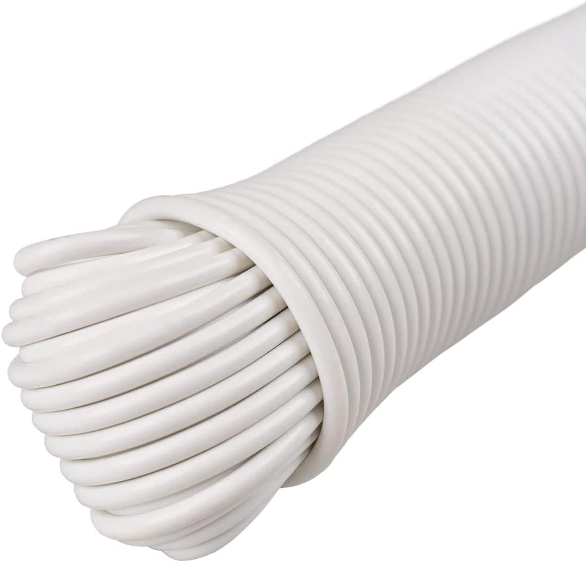 Gecoate Waslijn - Droogtouw Synthetisch - Kleding Drogen - Plastic Coating Vezelkern - 100 voet - Wit — afbeelding 1
