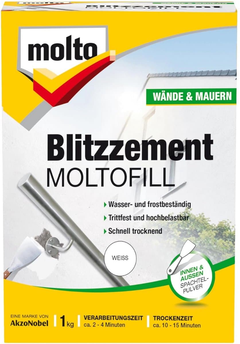 Vulmiddel Wit - Repareerpasta Cement - Verankeringen Maken - Water- en Vorstbestendig - 1 kg - Wit — afbeelding 1