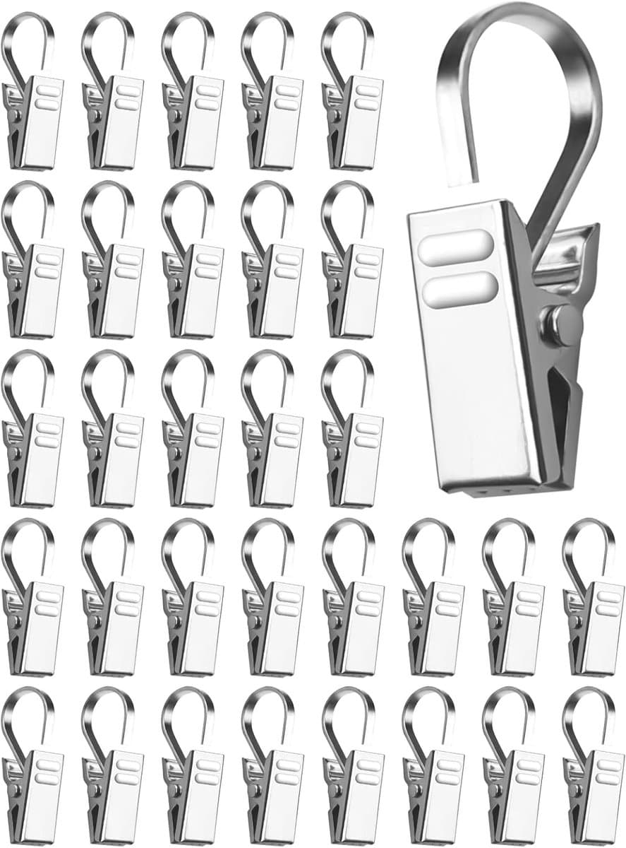 50 Stuks Gordijnklemmen, Gordijnclips, Roestvrij Stalen Metalen Gordijnclips, Gordijnhaken Voor Kabelklemmen, Roestvrije Gordijnklemmen, Gordijnclips, Clips Met Haken Voor Gordijnen, Foto — afbeelding 1