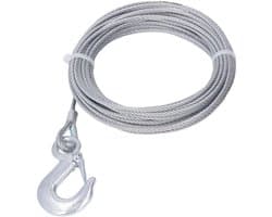 Dailygoods- Lierdraadkabel Gegalvaniseerd - Roestvrij Staal - 4 Mm X 12 M - 2000LBS Sterkte - Lierkabel Vervanging - Zelfsluitende Haak - Trekkabel