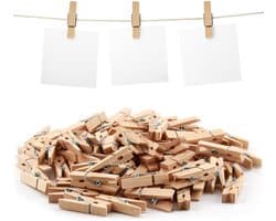 Dailygoods- Mini Wasknijpers 80 Stuks - Duurzaam Hout - Knutselwerk - Fotohouder - Decoraties - Milieuvriendelijk - Klemmen