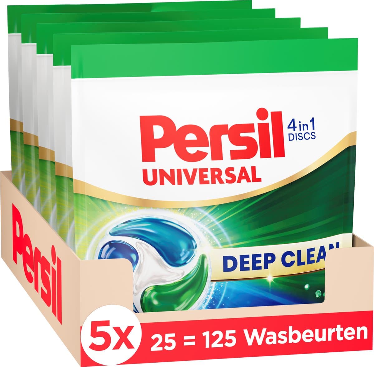 Persil Discs Universal - Wasmiddelcapsules - 4-in-1 Discs - Voor Alle Kleuren Was - Vlekverwijdering - 5 x 25 Wasbeurten — afbeelding 1