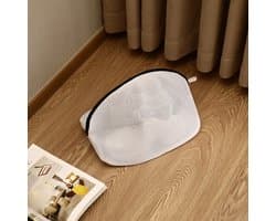 Wasnetzak voor Schoenen Wasmachine 42x24x24cm – Wit met Zwarte Rand, Beschermende Waszak