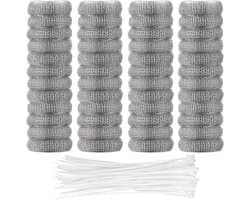 48stuks pluizenfilters voor wasmachines, roestvrijstalen pluizenvangers, wasfilter voor wasmachineslang met 48kabelbinders