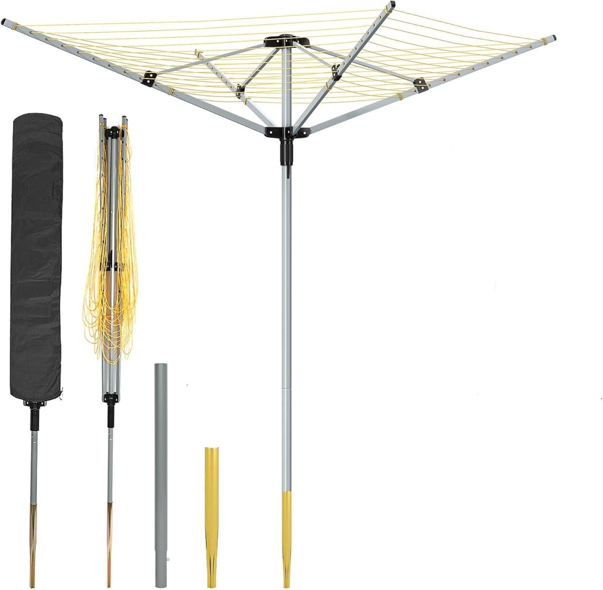 Droogmolen Buiten - Waslijnmolen - Kleding Drogen - Extra Lange Lijn - 50 Meter - Zilver Grijs — afbeelding 1