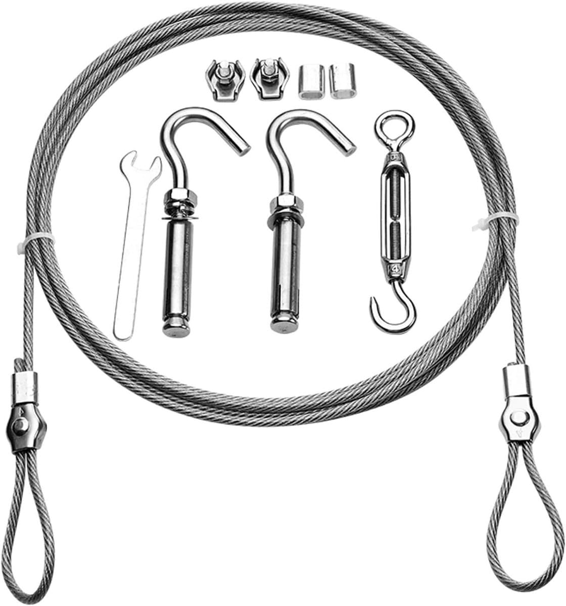 Roestvrij Staal Waslijn - Kledinglijn Staalkabel - Kleding Drogen Buiten - PVC Gecoate Kabel - 2 Meter - Zilver — afbeelding 1