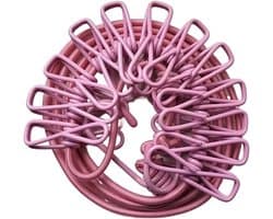 Waslijn Draagbaar - Reiskledingrek Drooglijn - Kleding Drogen - Elastisch Winddicht - 1-9 Meter - Roze