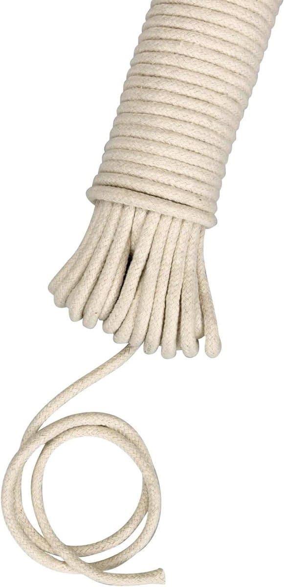 Katoenen Waslijn - Touwtje Koord - Kleding Drogen - Niet Vlekkend - 30 meter - Off White — afbeelding 1