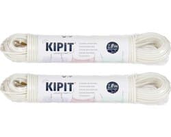 Kipit Waslijn - 2x - 20 meter - PVC - wit - drooglijn / waslijndraad