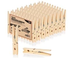 Duurzame XL Wasknijpers van Berkenhout - Natuurlijke en Milieuvriendelijke Houten Klemmen voor Kleding (80 Stuks)