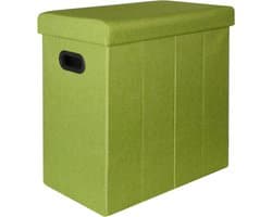Opvouwbare Wasmand met Deksel en Handgrepen - Stabiele Waskist in Linnenlook met 70 liter Inhoud