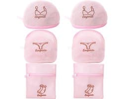 Herbruikbare Waszak voor Wasmachine - Set van 6 (2x BH, 2x Lingerie, 2x Sokken) - Roze