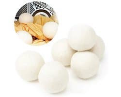 6 wollen droogballen - Droogballen - Wasbollen - Herbruikbaar - Bespaart droogtijd - 5 cm - Beige - Wol — afbeelding 1